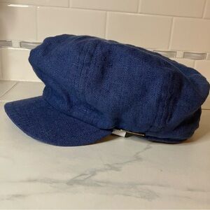 Sterkowski blue linen Stylish Newsboy Cap / hat.  EUC!